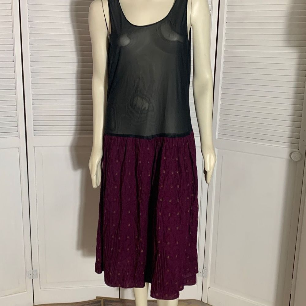 Vintage 80’s Sheer Black Drop Waist Camisole Dress Size 10